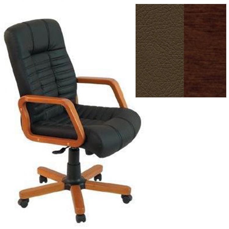 Кресло Юнитекс Атлант HW экокожа премиум коричневая CN1116/дерево-орех гамильтон