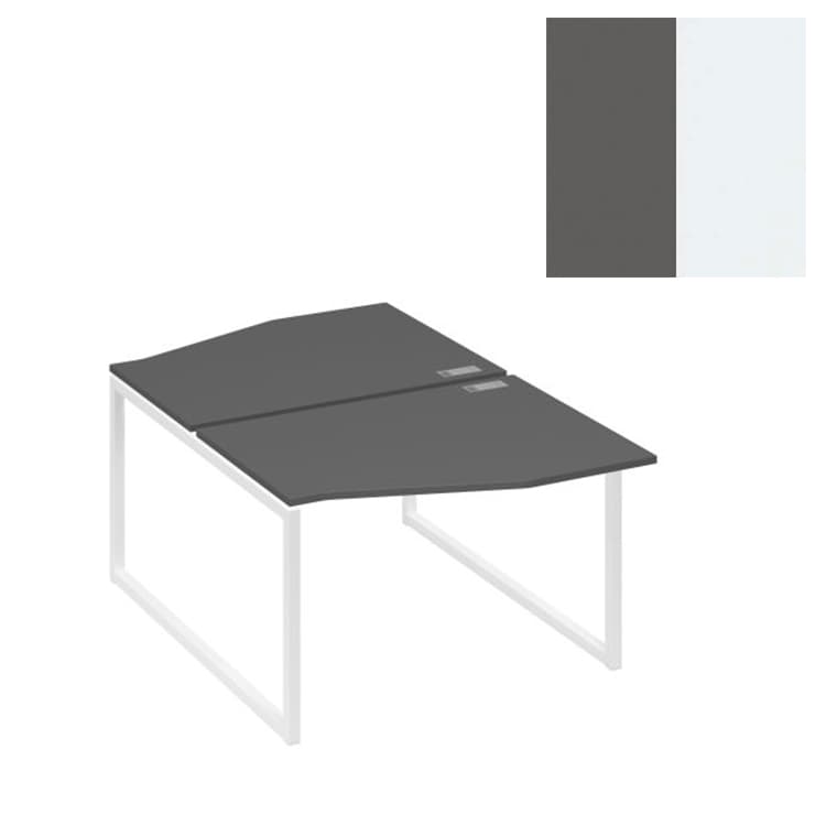 Рабочая станция Юнитекс А4 каркас QUATTRO (2х120) столы Техно А4 Б4 189 АР (120x184x75) антрацит премиум/металлокаркас белый