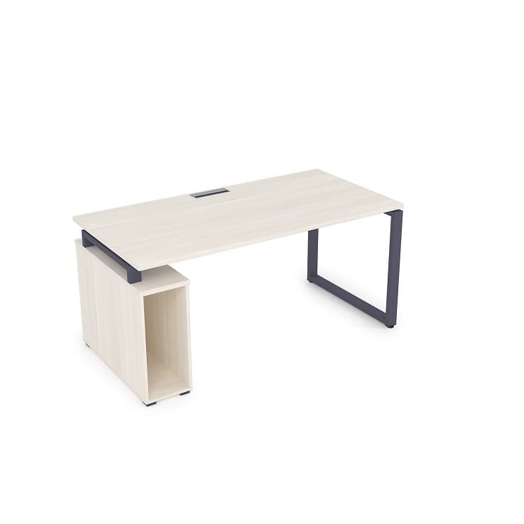 Стол с тумбой под системный блок АЛСАВ Gloss ССБ-О.984 ivory/графит