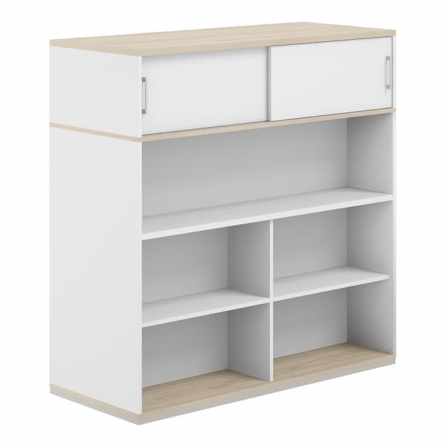 Стеллаж-комбо 1638 двухсторонний Norden Allegro AG.256.330.676.WH с антресолью и с экраном ЛДСП