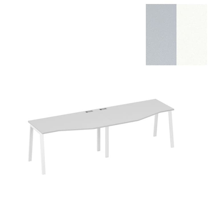 Рабочая станция Юнитекс А4 (2х140) столы Техно на опорах TRE А4 Б3 063-2 СЕ (280x90x75) серый/металлокаркас белый