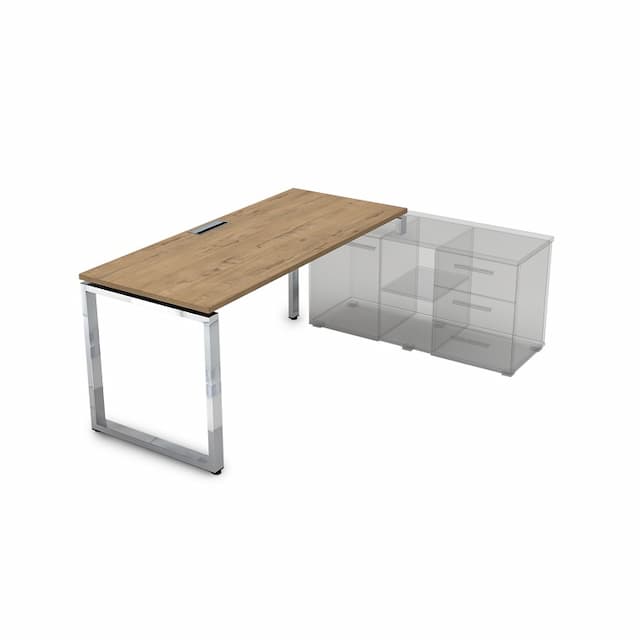 Стол рабочий, прямолинейный, правый АЛСАВ Gloss line НСТП-О.975 teakwood/металл глянец